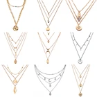 Многослойный Кристалл лунные ожерелья и подвески для женщин, винтажные Очаровательные золотые колье-чокер, 2020 богемные ювелирные изделия, 17 км