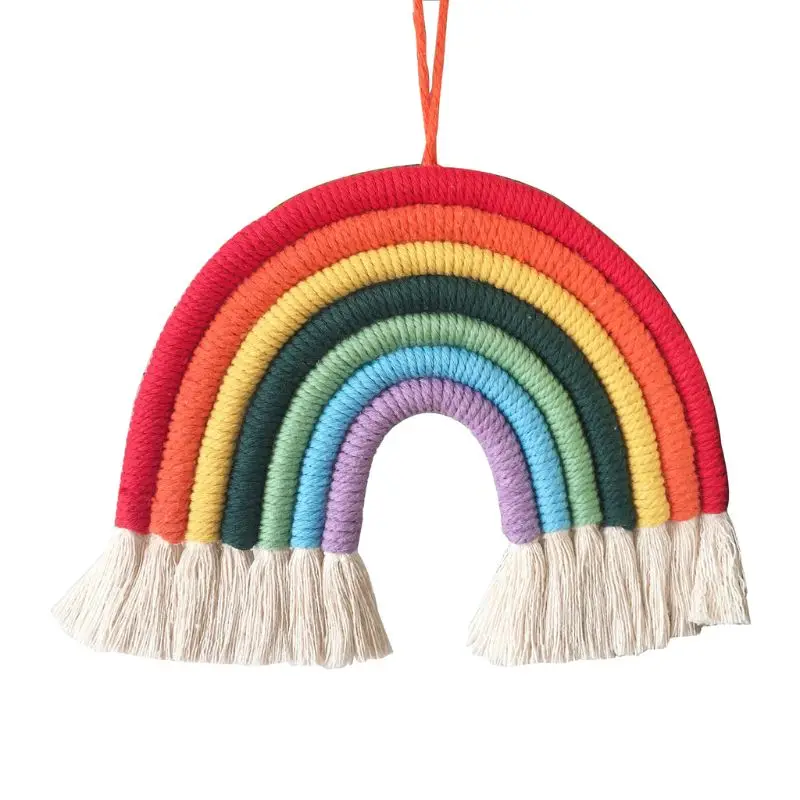 

Rainbow Tapestry Boho Rainbow Tassel Wall Hanging Ornaments Kids Room Decoration