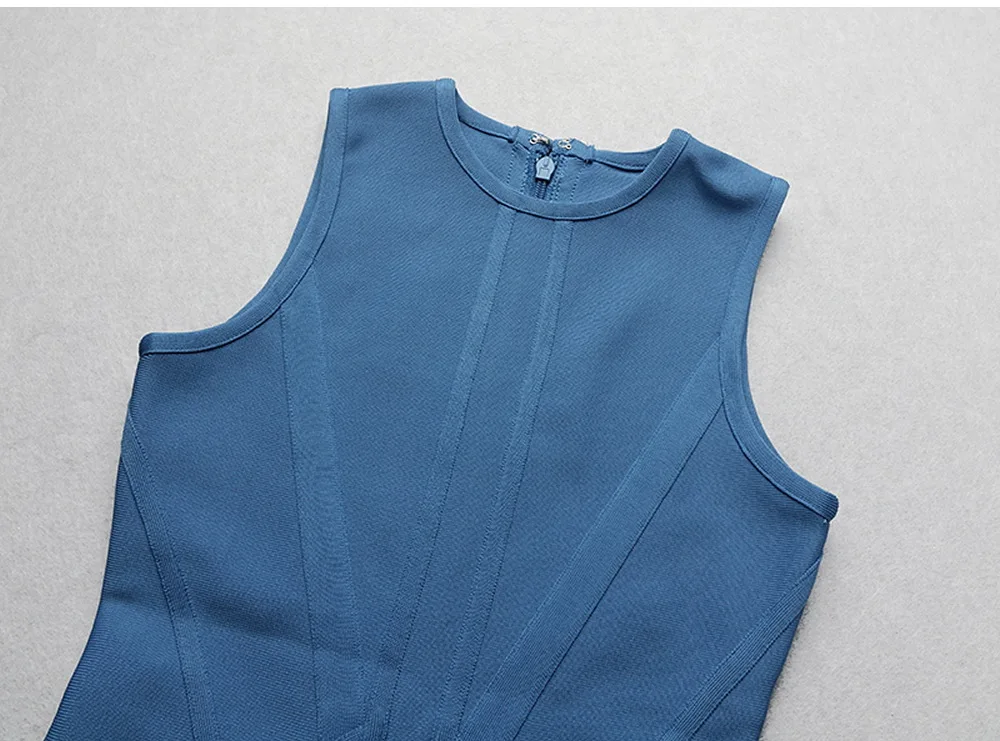 Элегантное Бандажное платье без рукавов с круглым вырезом модель 2019 года