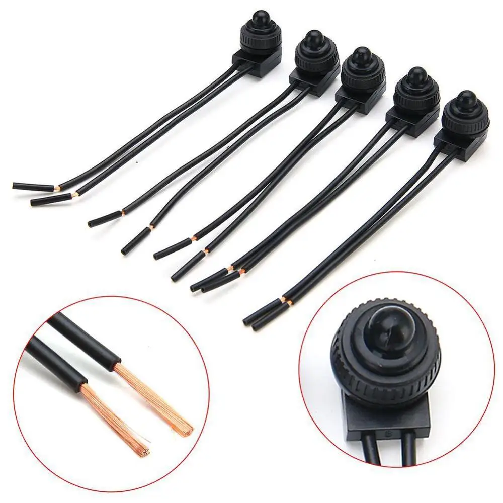 

Высококачественный 1/5 шт. 12 В водонепроницаемый кнопочный выключатель ВКЛ./ВЫКЛ. С 4-дюймовыми выводами для мотоцикла автомобиля лодки G08 Пря...