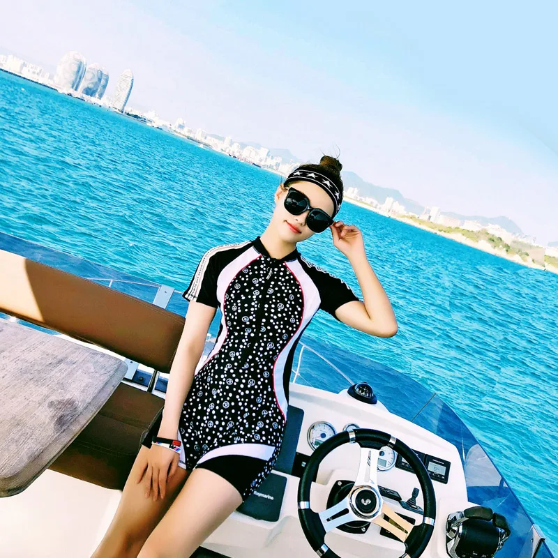 Женский спортивный топ цельный купальник одежда для серфинга боди с короткими