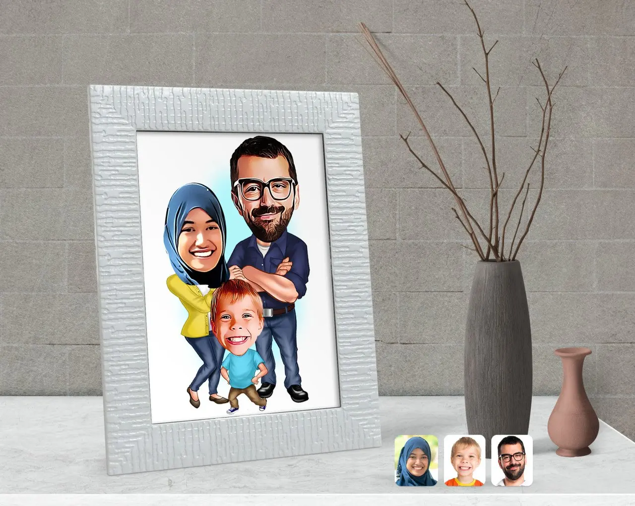 

Персонализированная семейная карикатура для декора e-e-1