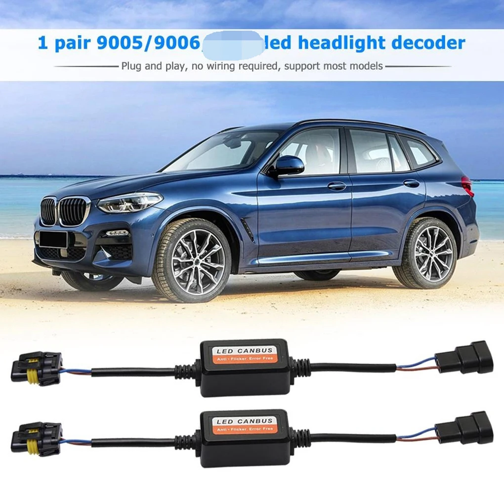 

1 Pair 9005/9006 LED Headlight Decoder Anti-Flicker Resistor Car Front DRL Light Canceller Auto Parts