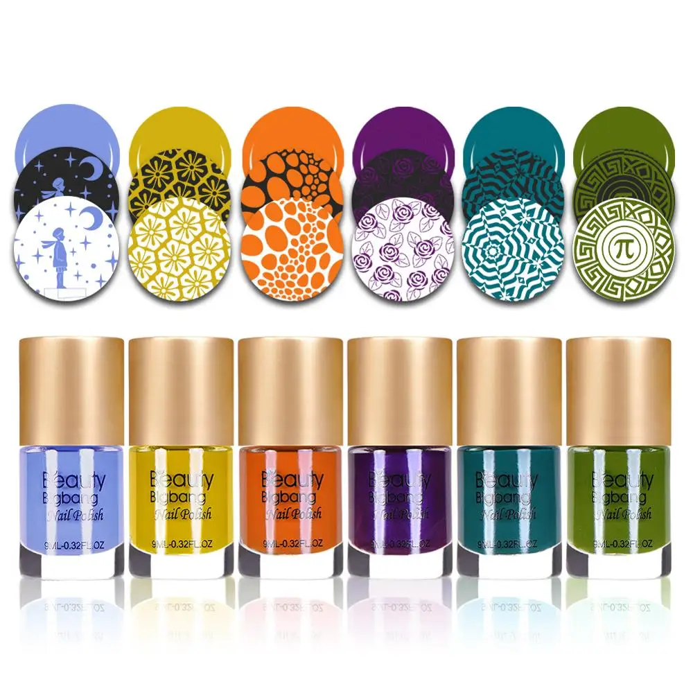 BEAUTYBIGBANG 1 бутылка 6 цветов Гель-лак для ногтей с тиснением цветной лак для ногтей