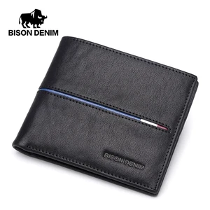 Мужские кошельки из воловьей кожи BISON DENIM, многофункциональный кошелек из воловьей кожи, тонкий кошелек из натуральной кожи, мужские держатели для карт, N4437