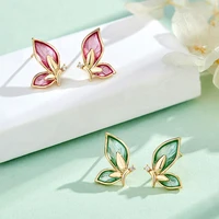korean new s925 needle color dripping oil mandarin duck butterfly earrings super fairy simple student earrings wholesale