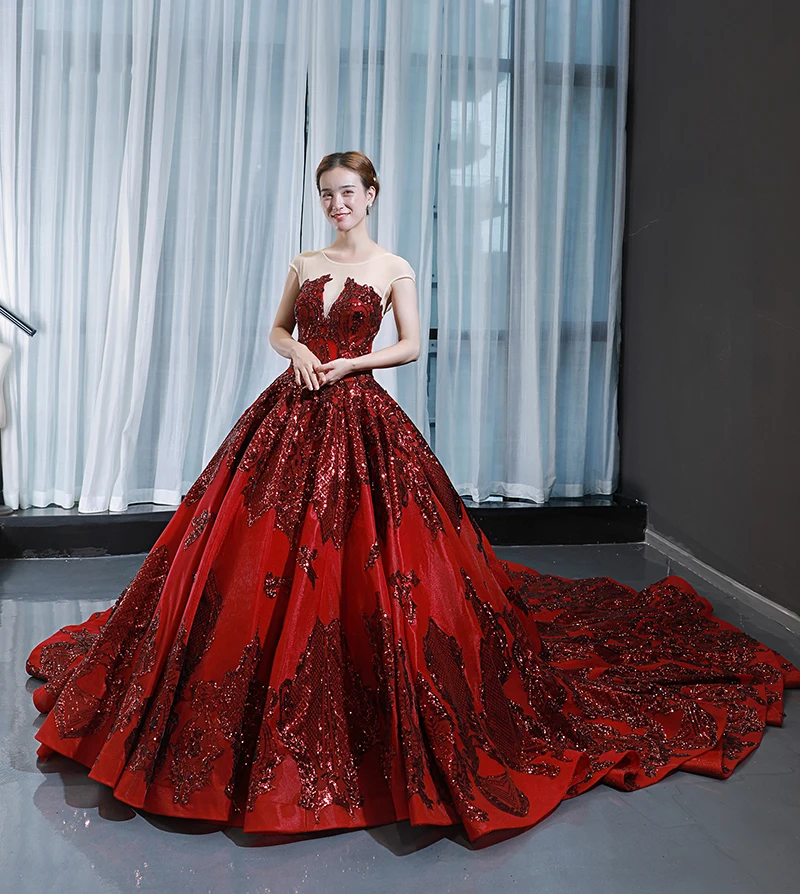 Женское атласное вечернее платье с круглым вырезом и коротким рукавом | Свадьбы