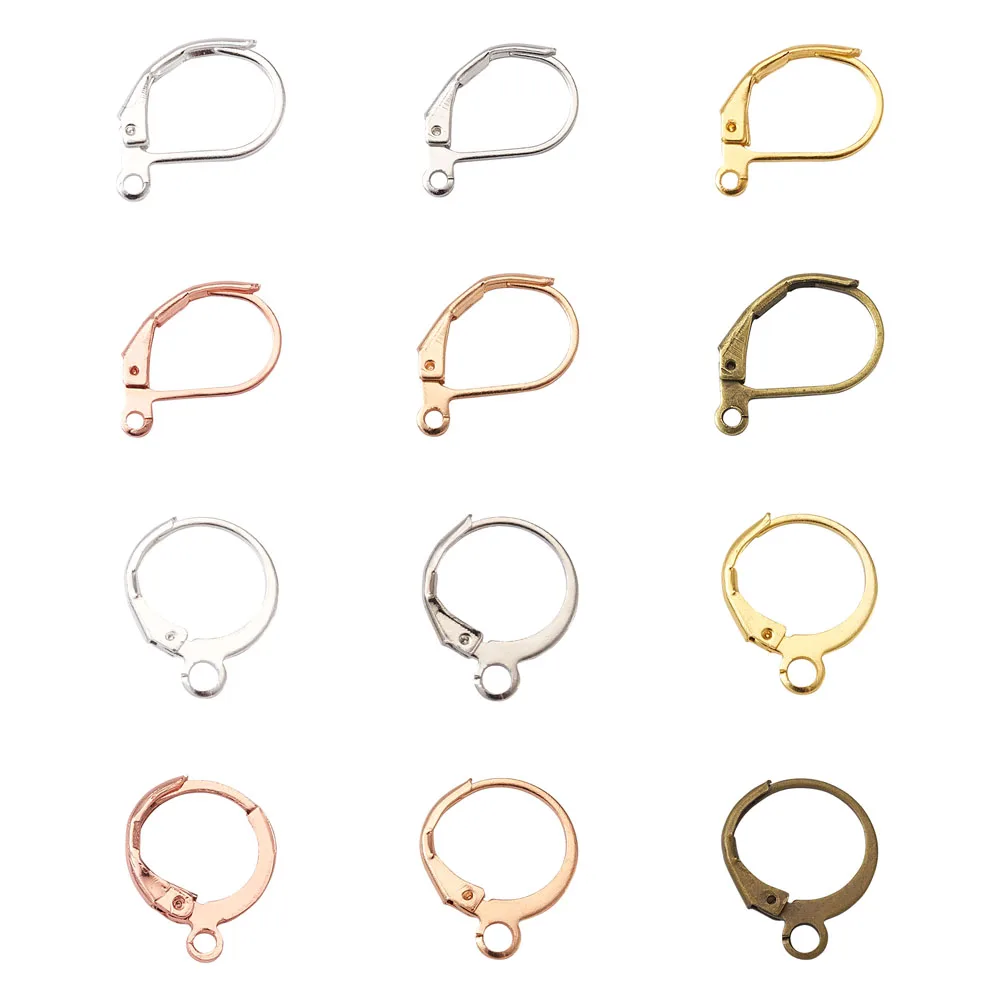 

120Pcs Leverback French Earring Hooks Brass Dangle Earwires with Loop Mixed Color for DIY Earring Jewelry Crafts Making