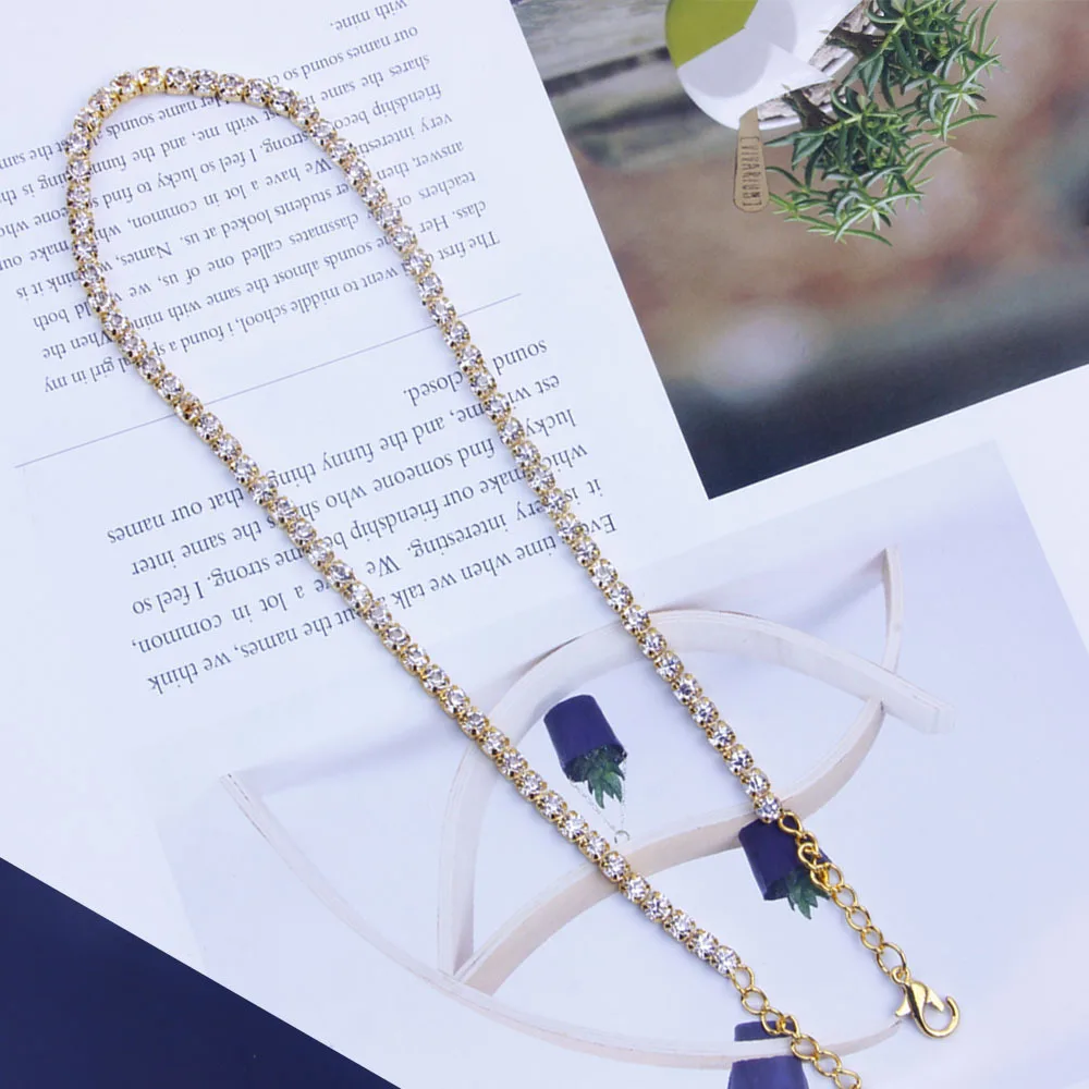 Ожерелье из циркона ожерелья с кристаллами для женщин тенниса цепочка-ожерелье в