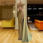Элегантные зеленые вечерние платья с разрезом, халаты, арабское платье с бисером, платье для свадебной вечеринки, 2021 Дубай, модное женское платье для выпускного вечера