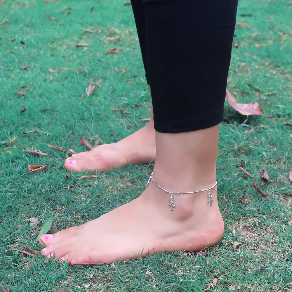 Милые пугающие браслеты с подвеской на щиколотке 100% Стерлинговое Серебро 925
