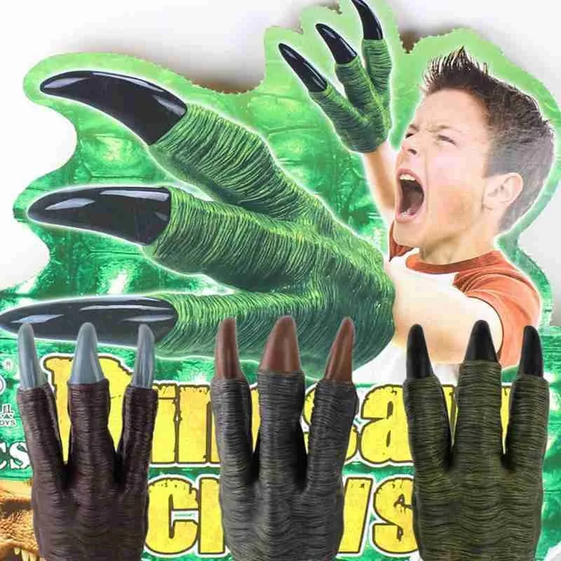 

2021 Hot New Dinosaur Claw Gloves Cosplay Jurassic Play Model Halloween Party Werewolf Hands Kids Toy Trick Prop Children Gift