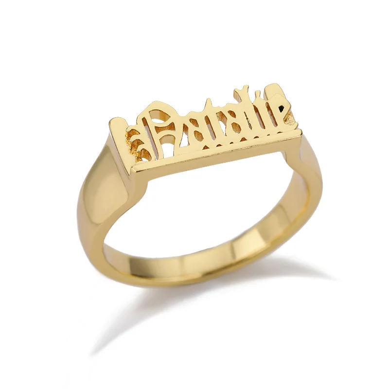 

Custom 3D Rings For Women Custom Name Ring Gold Fashion Punk Letter Ring 2021 New Personality Handcrafted Hip Hop Jewelry Gift