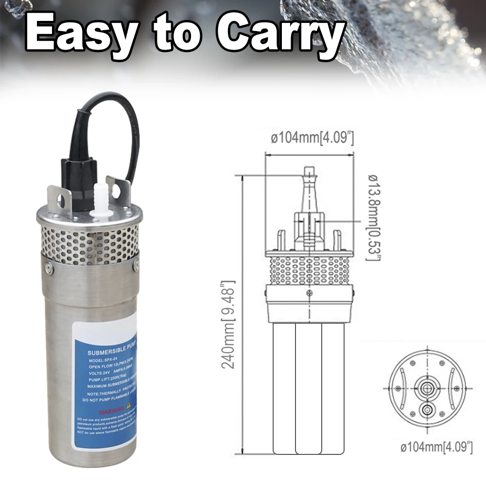 Погружной Солнечный насос для глубокой воды 12 В орошения нержавеющая сталь 70 м 4