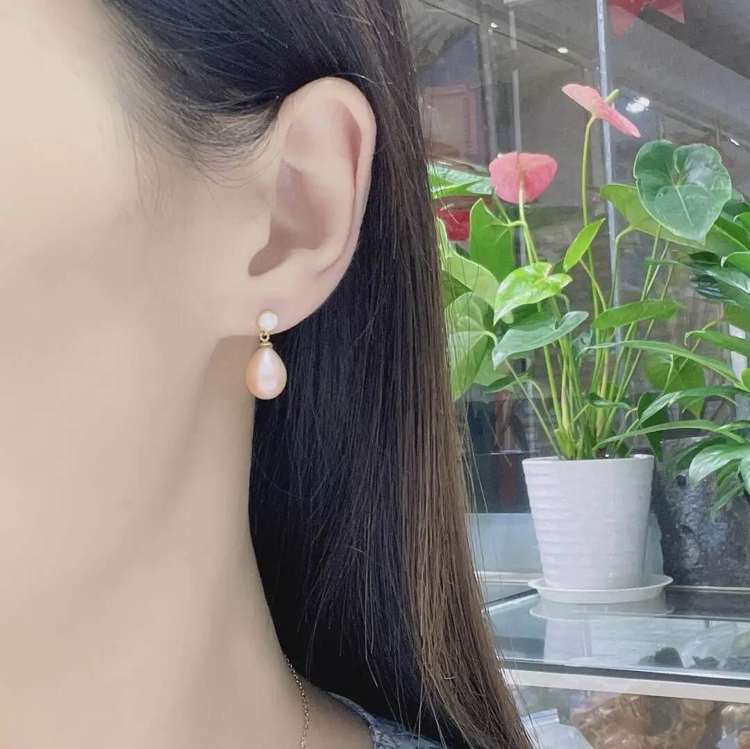 shilovem 18k yellow Natural freshwater pearls Drop Earrings fine Jewelry women trendy wedding Christmas gift new myme8-96612zz