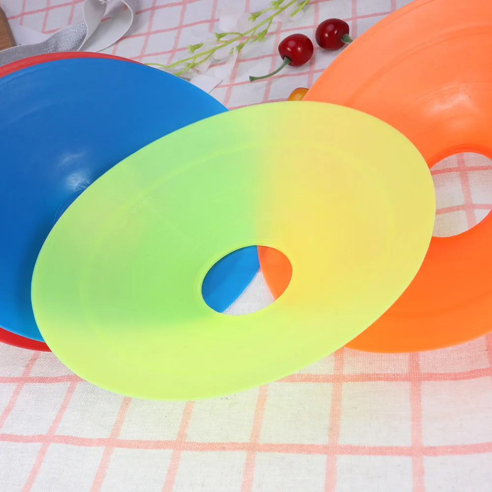

50pcs Sport Soccer Disc Cones Football Training Disc Equipment Field Cone Markers (Yellow + Red + Blue + Green + Orange, 10 for
