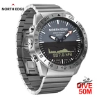 Часы NORTH EDGE мужские для дайвинга в стиле милитари, роскошные полностью стальные Смарт-часы с компасом, высотомером, барометром, цифровые водонепроницаемые, 200 м