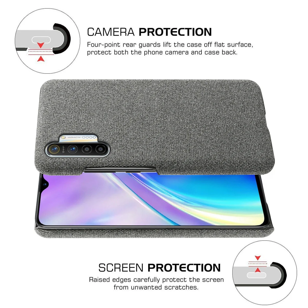 For Oppo Realme XT X2 Pro 5 Case Retro Woven Fabric Cloth Hard PC A9 (2020) Reno A Ace Reno2 Z 2 Phone Coque |