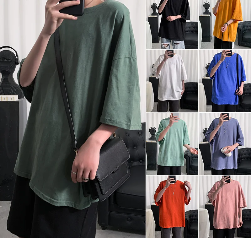 

Plain Oversized T Shirt Men Bodybuilding and Fitness Loose Casual Lifestyle Wear T-shirt Male Streetwear Hip-Hop Tops