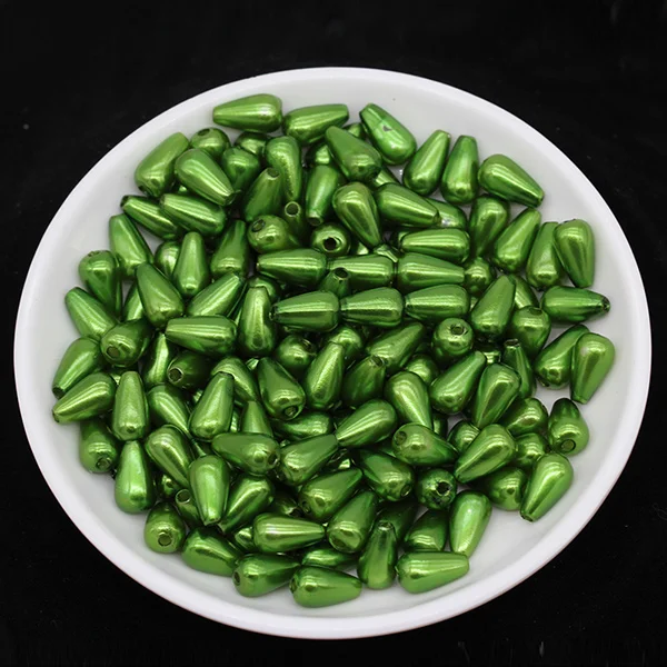 dark green 100p 6x10 мм цветная слеза Пластик смолы бусины с большим отверстием с бисером для девушек, ювелирные изделия, поделки из бисера для изготовления ювелирных изделий из пластика ABS, имитация жемчужные бусины - Цвет: dark green