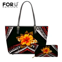 forudesigns polyneisa plumeria print woman handbag and purse fashion shoulder bag for teen girl to mom gift leather pu tote bags