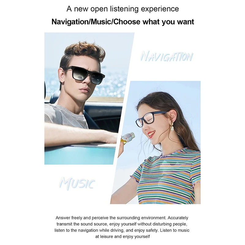 구매 2021 패션 스마트 안경 E10 선글라스, 블랙 테크놀로지 음악 블루투스 오디오 안경