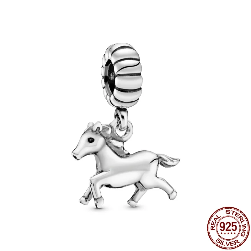 

100% реальные 925 стерлингового серебра зодиака лошадь браслеты с подвесками и соответственные Европейской оригинальный мобильный телефон 3 м...