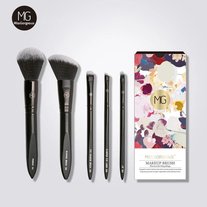 Бренд Miss Gorgeous 5 шт. набор кистей для макияжа Черная Косметическая Пудра Тени век