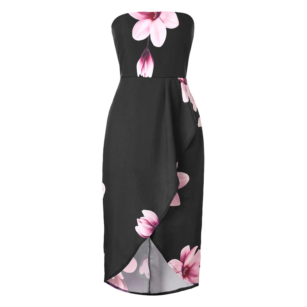 2019 модное сексуальное женское платье с цветочным принтом Несимметричное