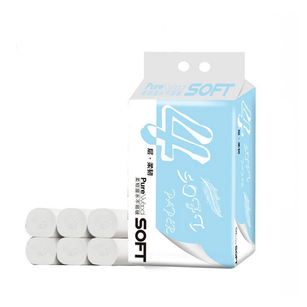 Высокое качество шесть рулонов четыре слоя туалетная ткань домашняя ванна рулон