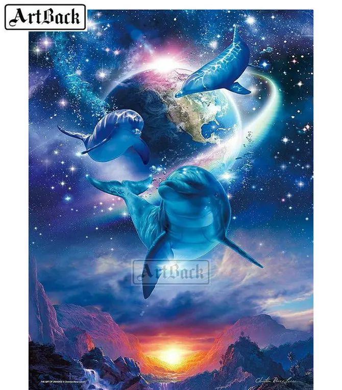 ArtBack 5d алмазная картина планета Дельфин сцена полный квадратный горный хрусталь