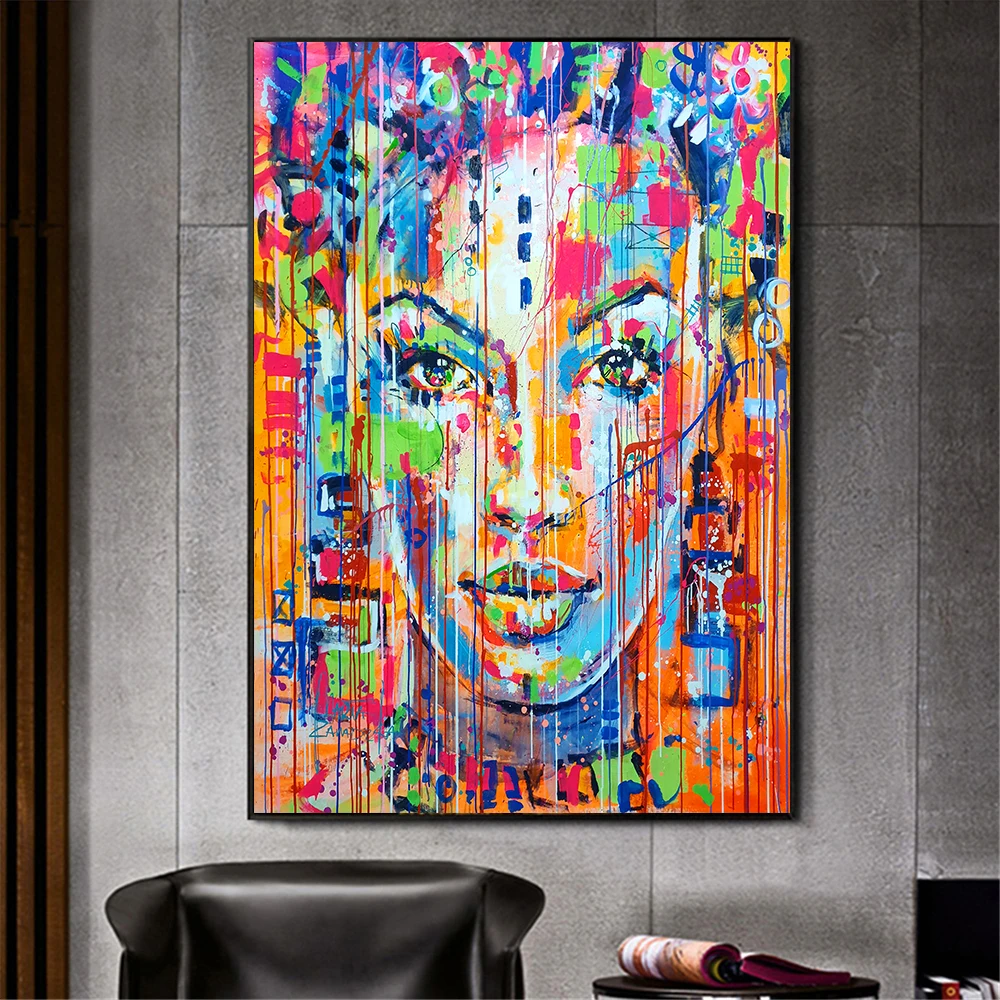 

Graffiti African Girl Poster Canvas Art Prints African Woman Portrait Art Painting Wall Pictures Graffiti Home Living Room Decor