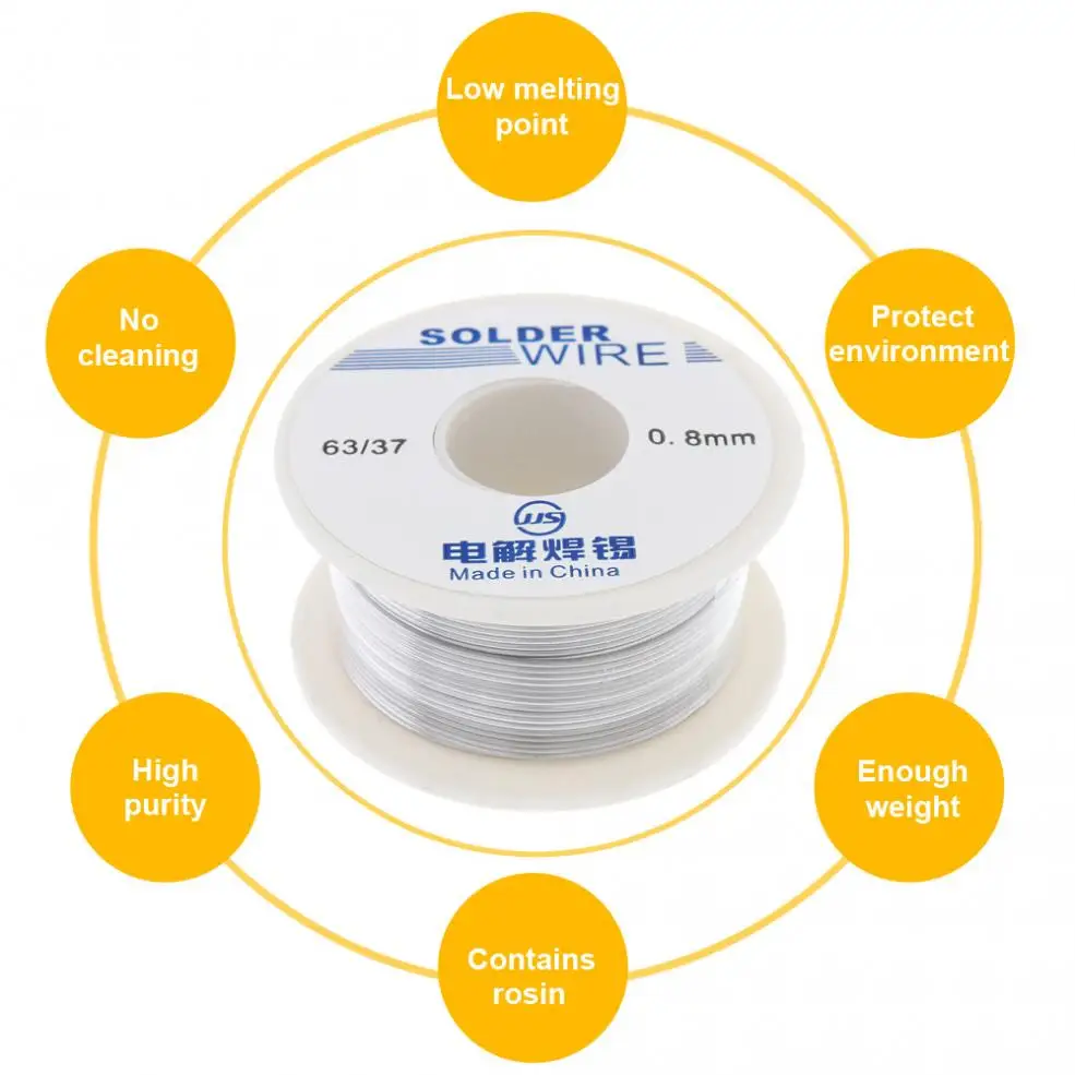 Оловянно свинцовый припой в катушке с 63/37 флюсом и низкой точкой плавления 0 8 50 г 2%