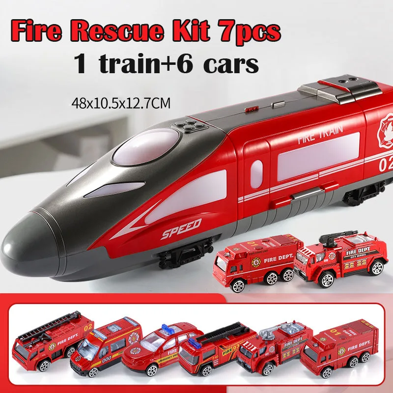 Fire Kit 7Pcs Новейшая 13 шт. детские игрушки для поезда, масштабная головоломка для дорожки, ранее обучение, забавная модель автомобиля, инерционная легкая музыка - Цвет: Fire Kit 7Pcs