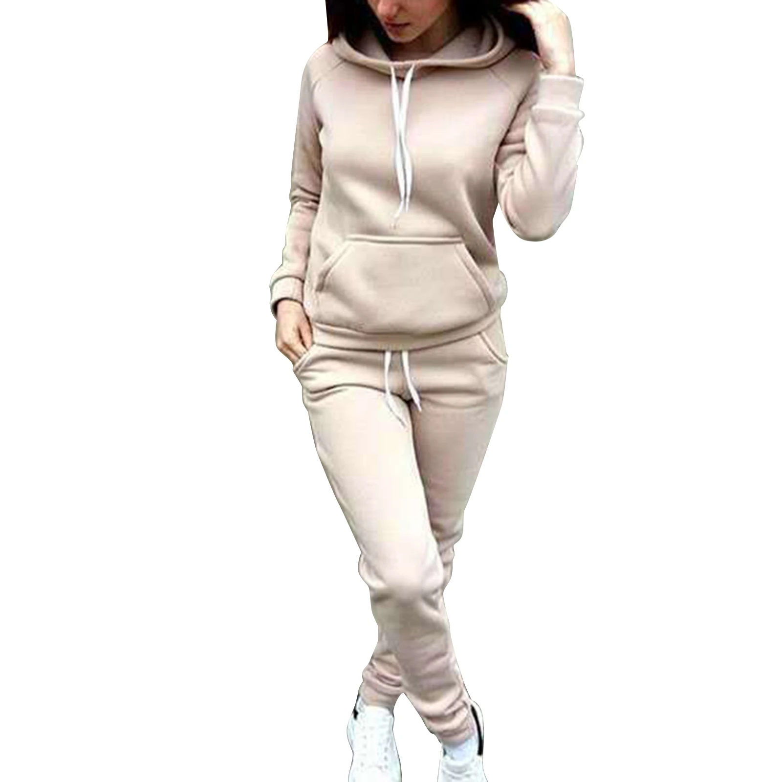 

Ladies winter suit casual daily cotton zipper suit plus size wear casual clothes sports suit top + pants