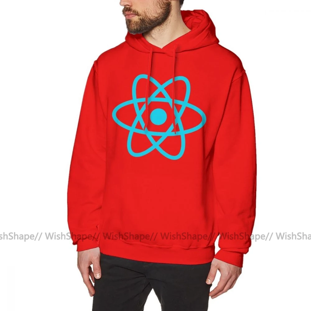 Javascript худи React толстовки большого размера крутой пуловер Толстовка длинная Осенняя мужская уличная хлопковая черная толстовка - Цвет: Red