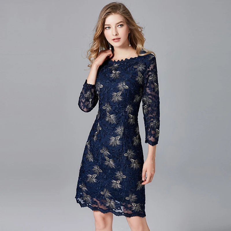 

High quality embroidered dress 2019 European American O neck large size women's autumn new female temperament brand vestidos 5XL