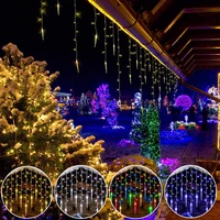 street garland winter christmas decorations for house 2022 festoon led curtain icicle lights droop 0 30 40 5m for xmas decor