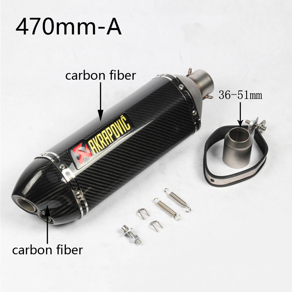470mm-A Универсальный мотоцикл Akrapovic выхлопной модифицированный глушитель для KAWASAKI Z900 Ninja 400 CB650F NC750 GSR750 Tmax 530 R1 R6 - Цвет: 470mm-A