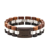 wood bracelets for man customize engrave logo name male sandalwood zebra jewelry ebony in gift box