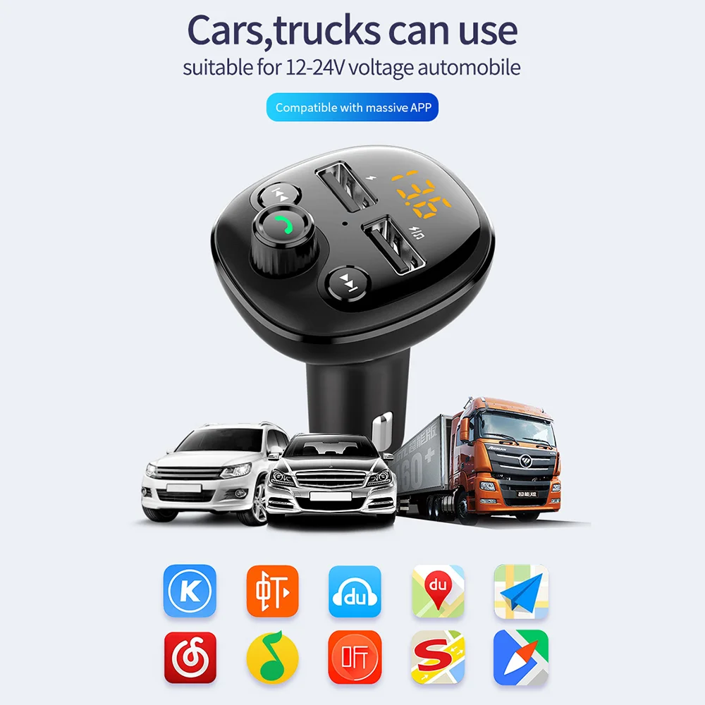 Беспроводной автомобильный FM передатчик BT21 с двойным USB 5 0 А и функцией быстрой