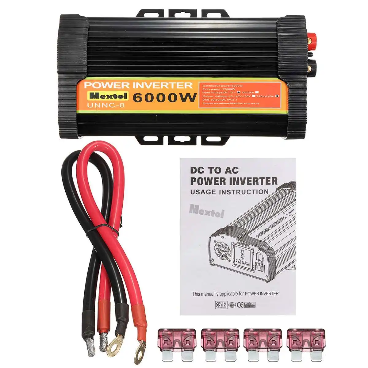 

Car Inverter Dual USB Modified Sine Wave Inverter DC 12V To AC 220V 6000W Voltage Transformer Power Converter Solar Car Inverter