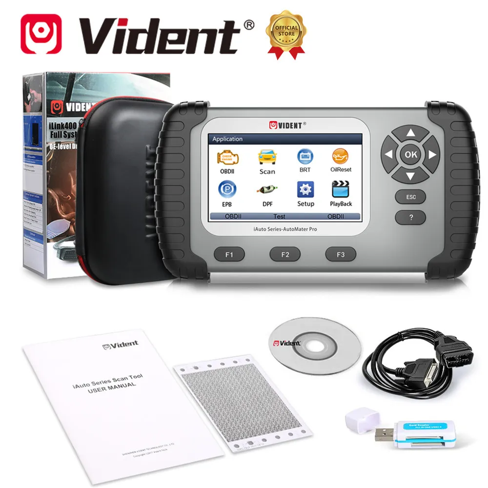 VIDENT iAuto708 ОБД2 автомобильный диагностический сканер полной системы для сброса масляного света / ЭПБ BRT конфигурация аккумулятора DPF услуги включены.
