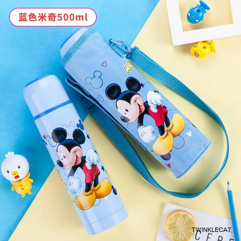 mick Disney, 500 мл, детский термос, бутылочки с чашкой, Детская кружка для воды для мальчиков и девочек, Изолированная чашка для кормления,, зимняя, новая, школьная, портативная, Термочашка с Микки-Минни, прямые бутыл - Цвет: mick