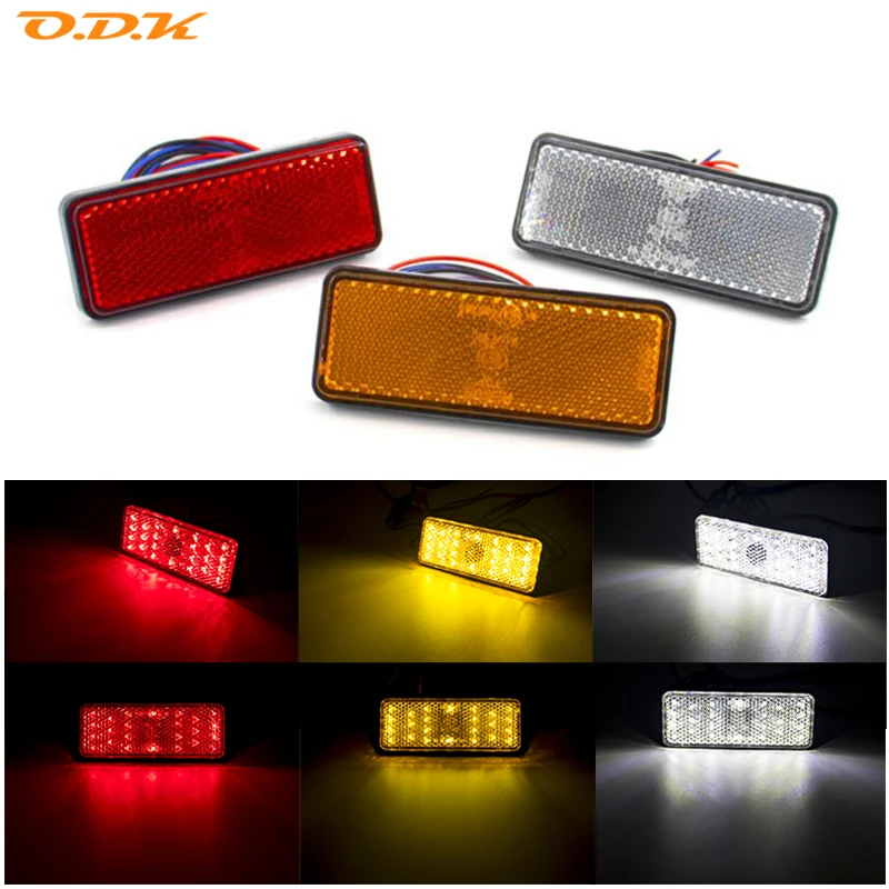 1 шт 24 SMD светодиодный 12V мотоциклов Прямоугольный Отражатель задний стоп сигнал