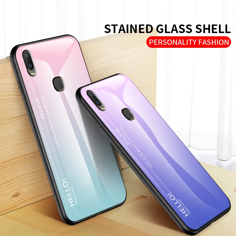 Vivo Y3 Standard Edition Case Luxury Marble Tempered Glass Soft TPU Frame Shockproof Back Cover Y11 2019 Protective | Мобильные