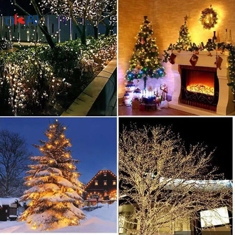 Водонепроницаемая уличная гирлянда на солнечной батарее Рождественская лампа