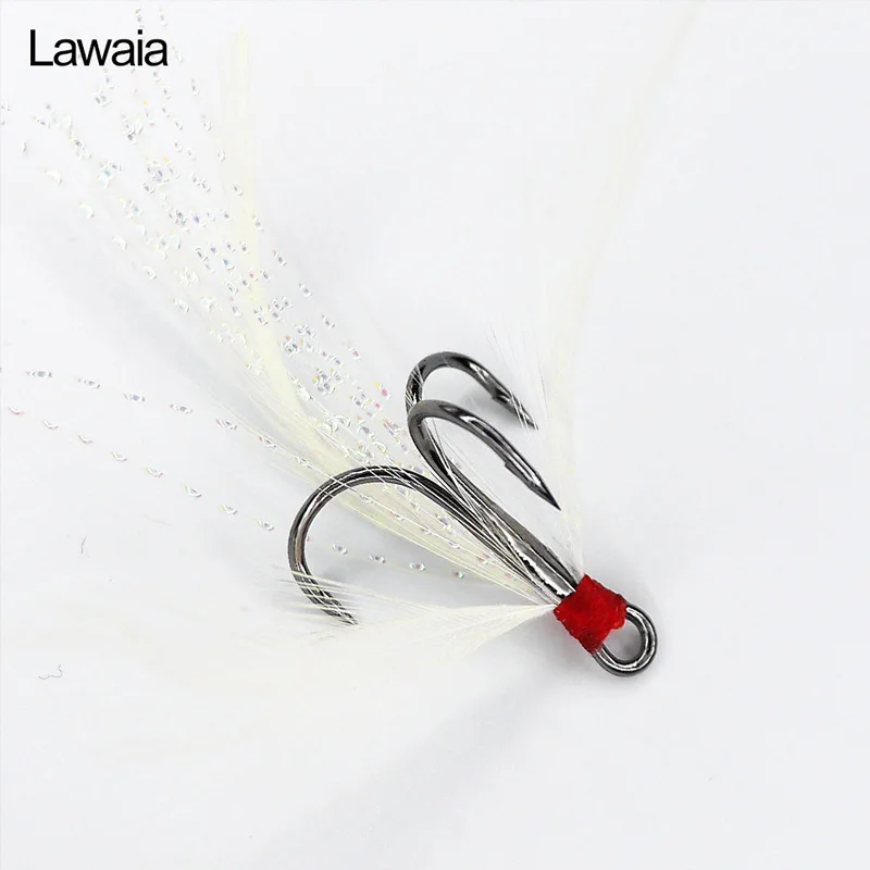 Lawaia Fish Hooks Fishing Circle Hook Three With White Feather Pendants Barbed Anchor Alloy Gears | Спорт и развлечения
