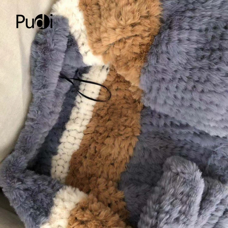 Pudi FF908 Женское зимнее пальто из искусственного кроличьего меха, женская многоцветная комбинированная Меховая куртка