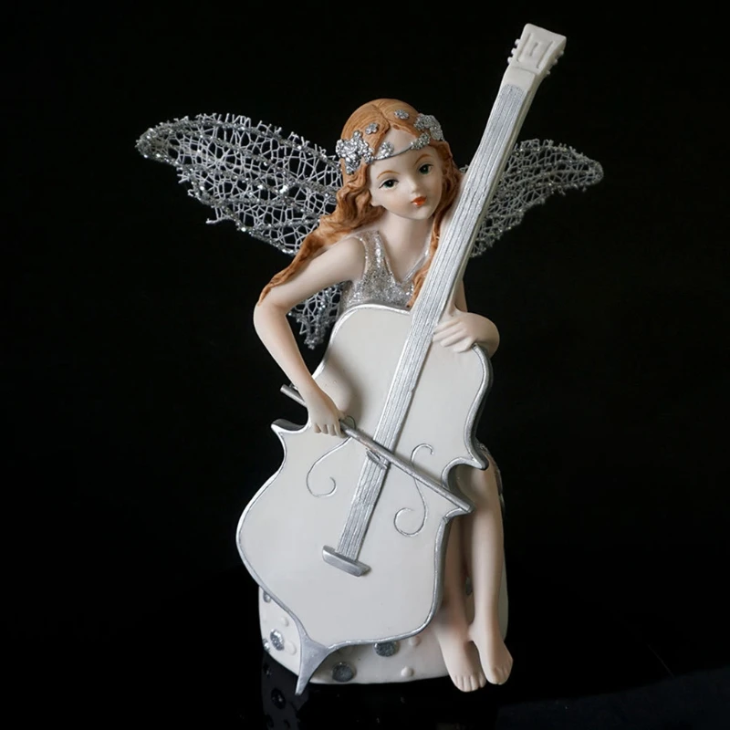 

Playing the Violin Music Girl Angel Statues Resin Statue Art Sculpture Crafts Figure Home Decoration Desk Ornaments Gifts H051